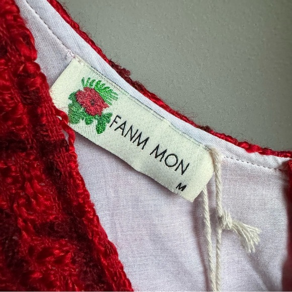 NWT Fanm Mon Samantha Tweed Embroidered Scoop Neck Cap Sleeve A-line Mini Dress - Picture 6 of 9